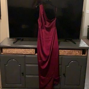Maroon one shoulder dress